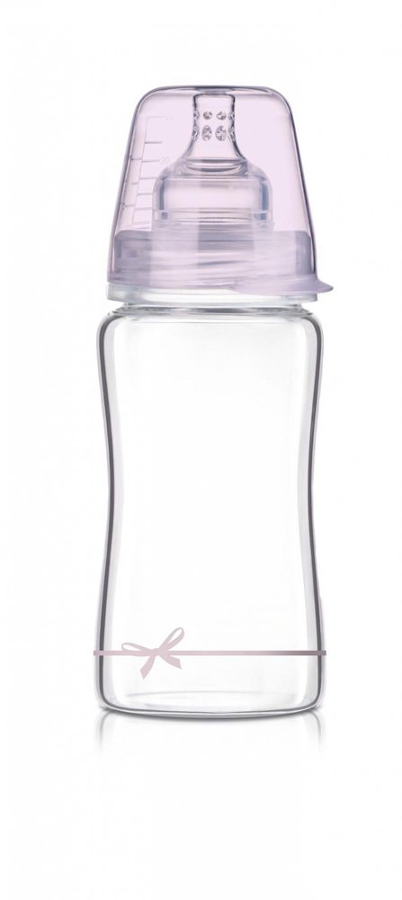 LOVI Fľaša sklenená 250 ml BABY SHOWER holka